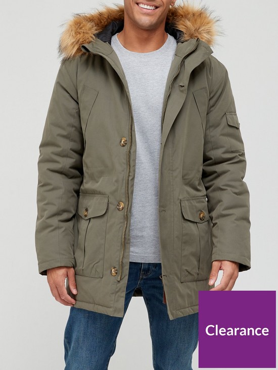 front image of very-man-heritage-fauxnbspfur-hooded-parka-khaki
