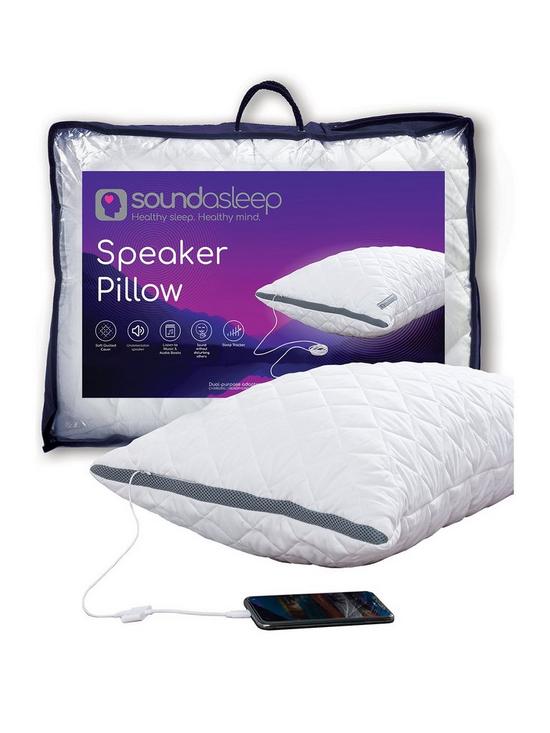 front image of soundasleep-speaker-pillow-white