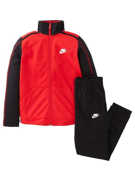 front image of nike-unisex-nswnbspfutura-poly-cuff-tracksuit-red