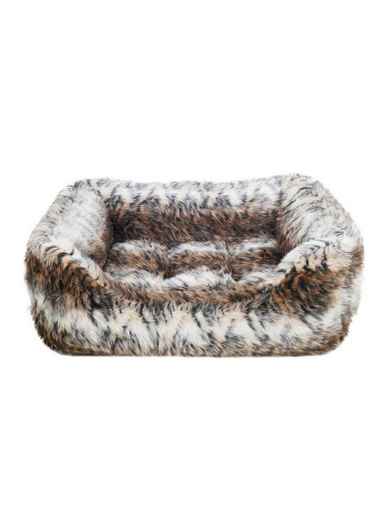 stillFront image of rosewood-brown-cosy-fur-print-bed-sml