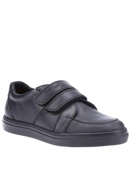 front image of hush-puppies-boysnbspsantos-strap-back-tonbspschool-shoes-black
