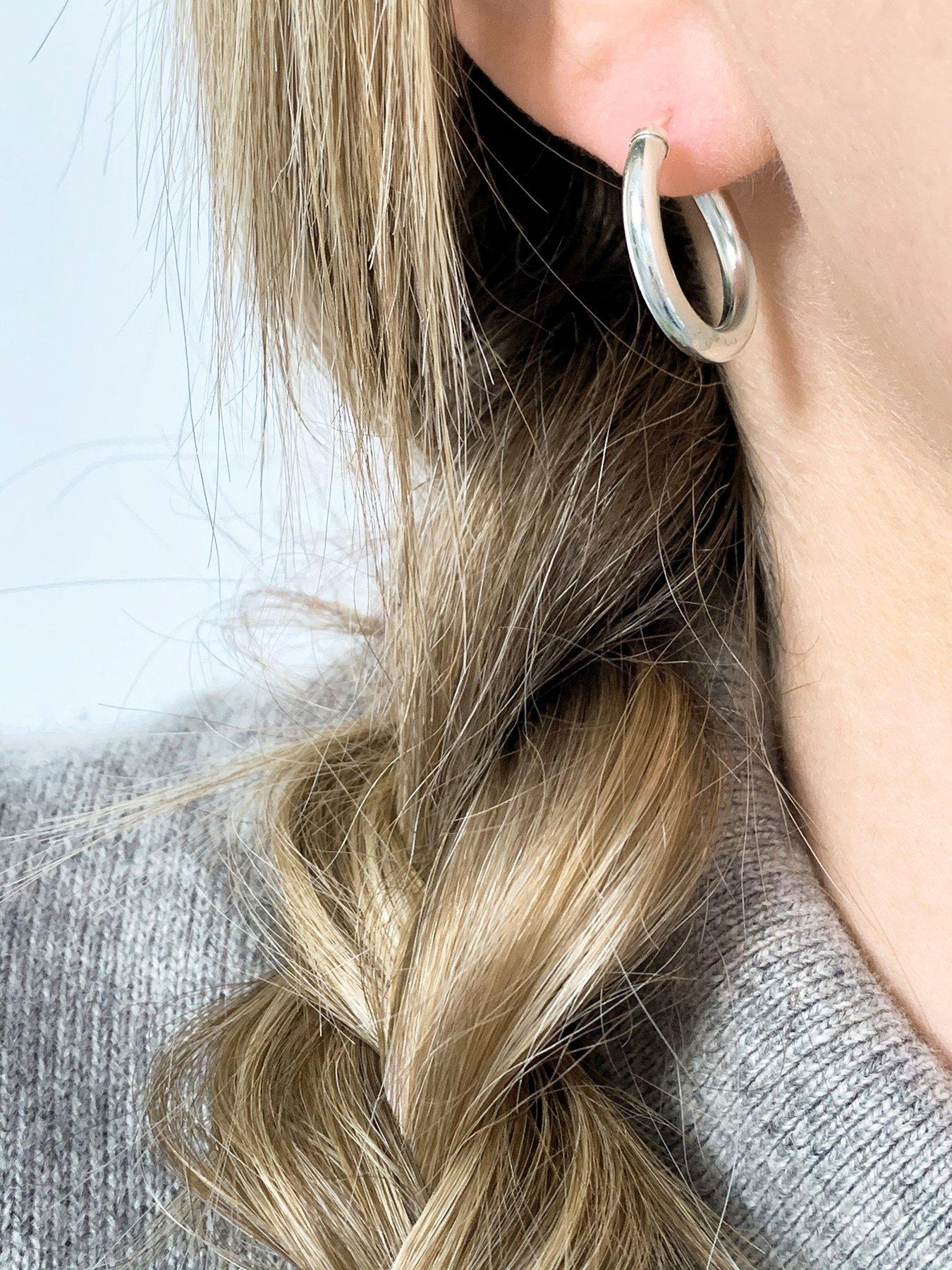  image of the-love-collection-the-love-silver-24mm-chunky-tube-hoops