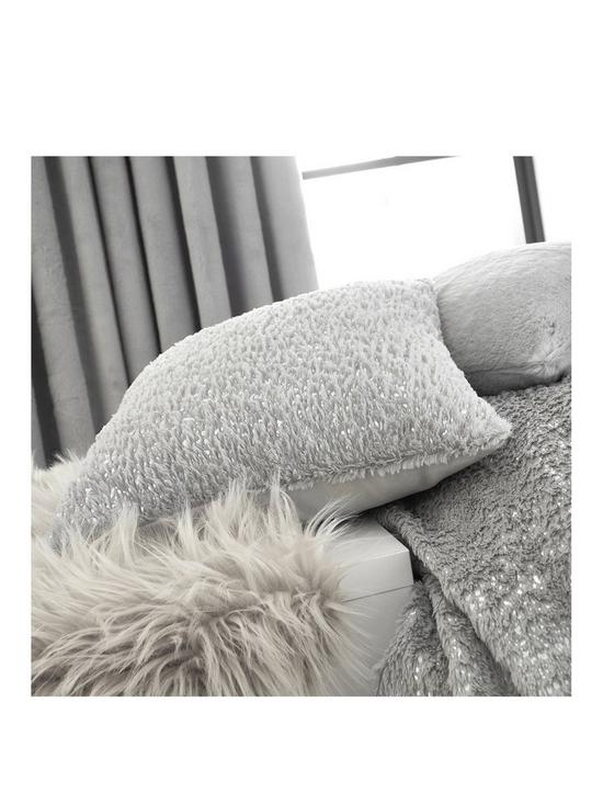 front image of by-caprice-vivian-sparkle-faux-fur-cushion-grey
