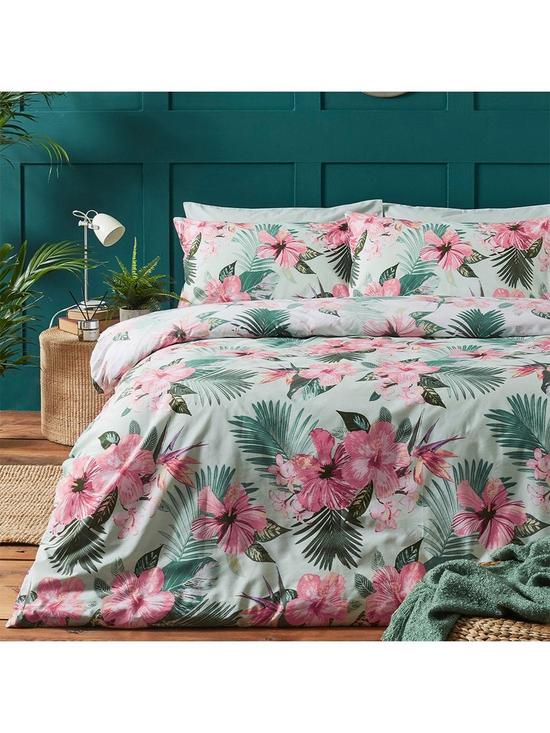 front image of riva-home-hibiscus-duvet-covernbspset-pink