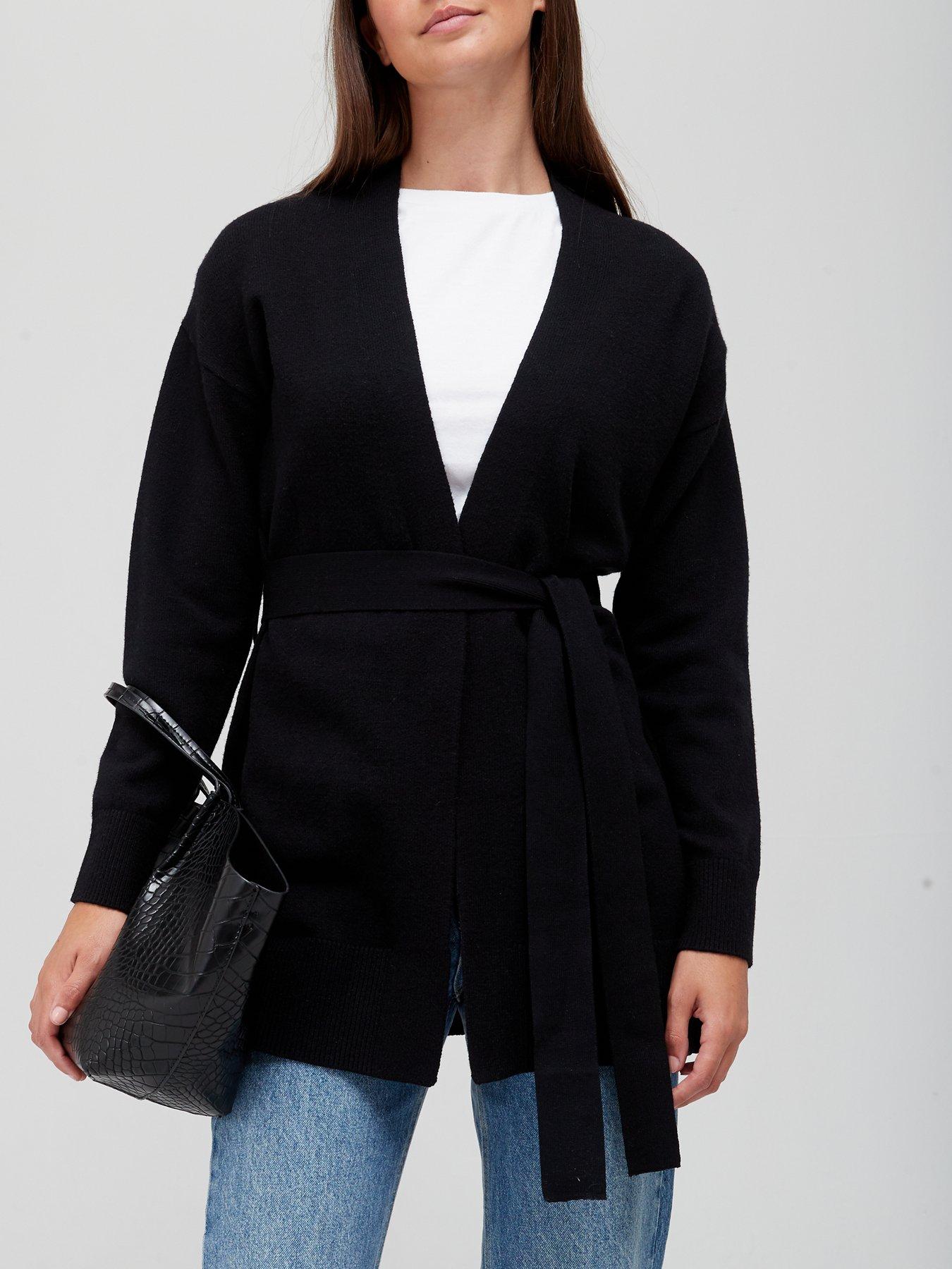 black tie waist cardigan