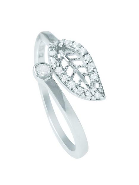 the-love-silver-collection-leaf-cubic-zirconia-ring