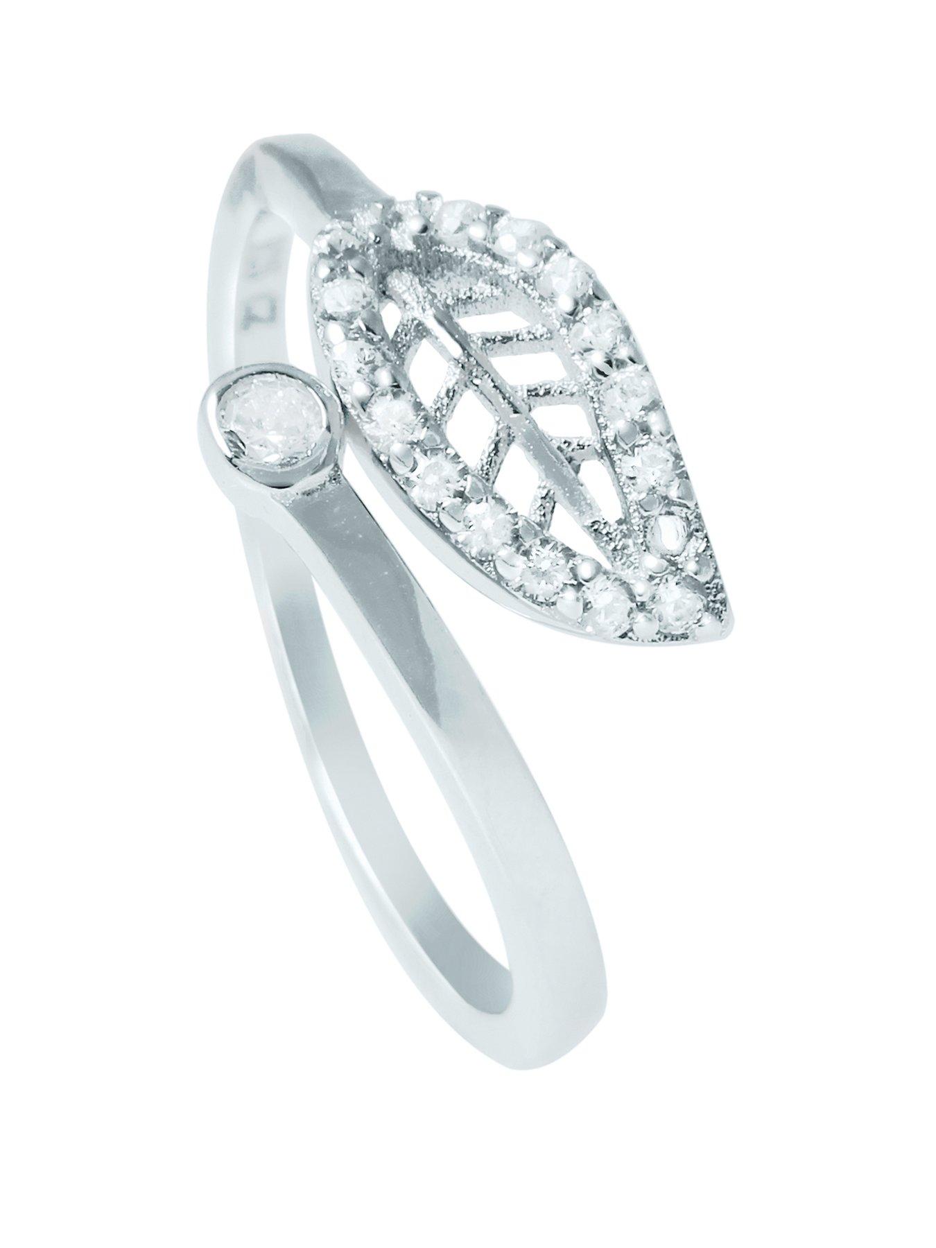  image of the-love-collection-leaf-cubic-zirconia-ring