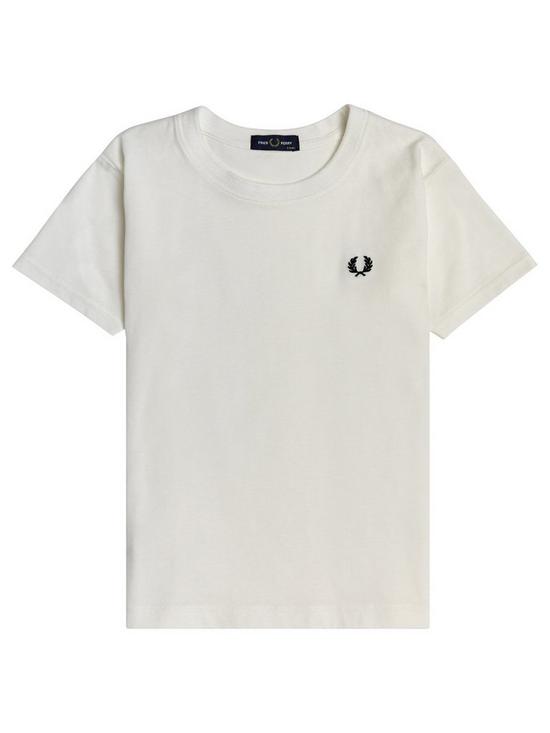 front image of fred-perry-boys-crew-neck-t-shirt-white