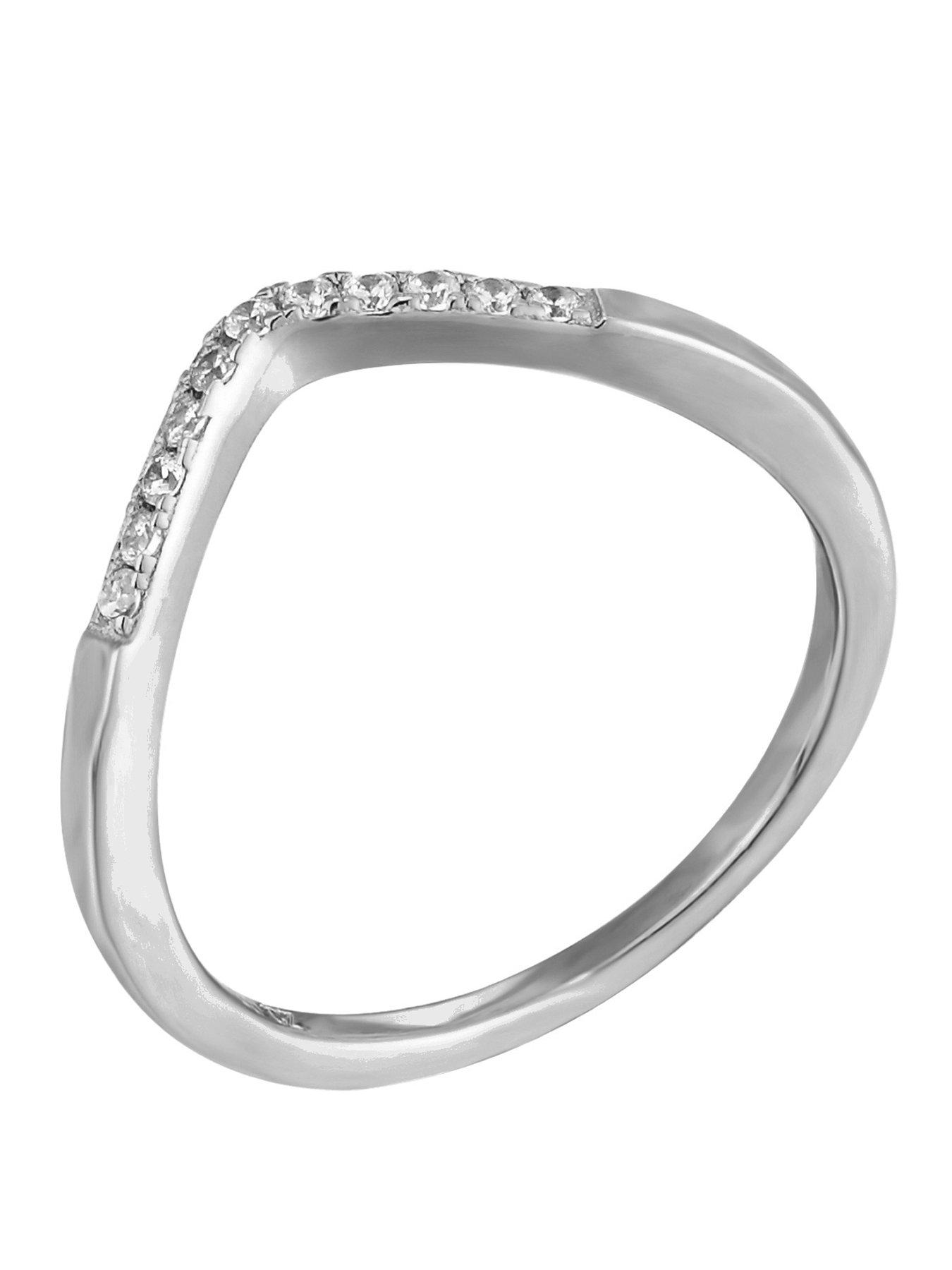Image 1 of 5 of The Love Collection Wishbone Cubic Zirconia Ring