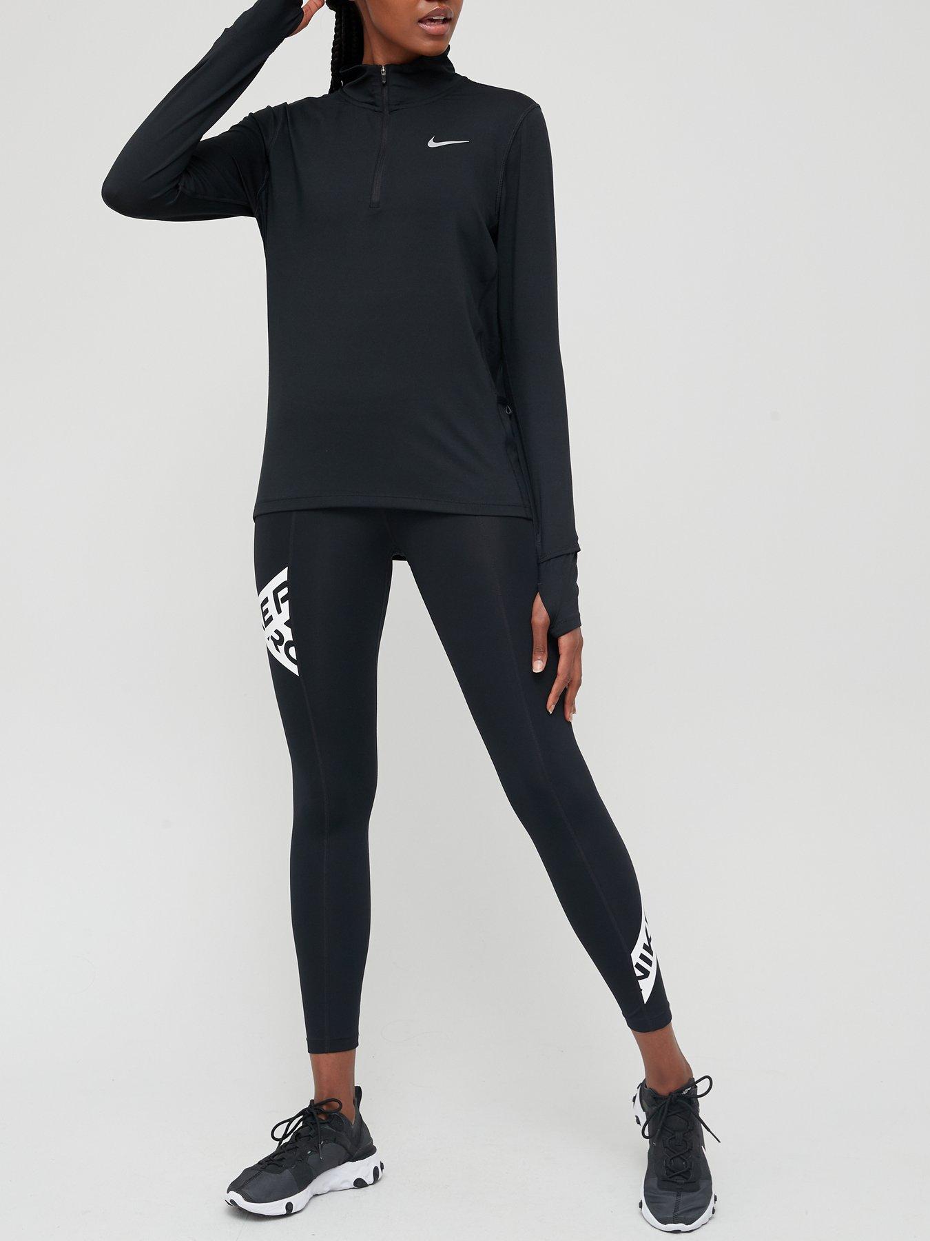 Black nike half zip women's sale