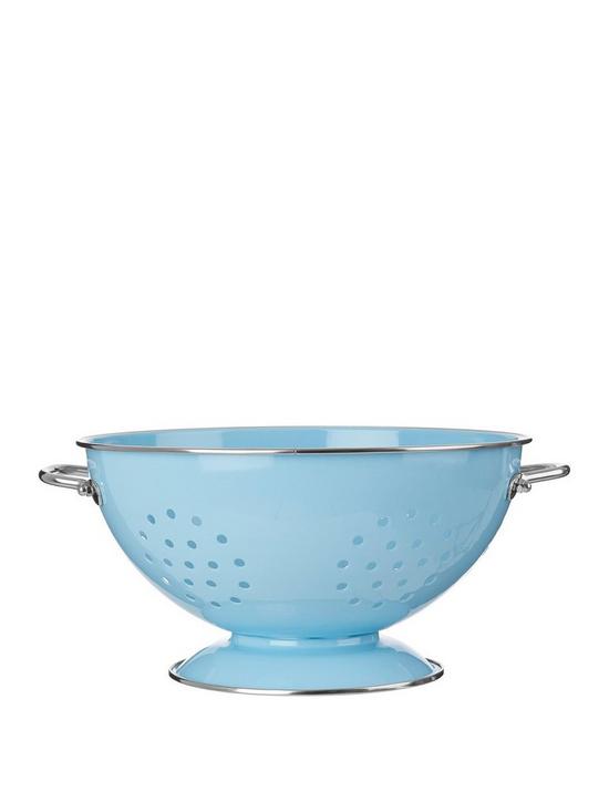 front image of premier-housewares-retro-colander-blue