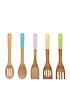  image of premier-housewares-5-piecenbsppastel-coloured-bamboo-utensil-set-multi