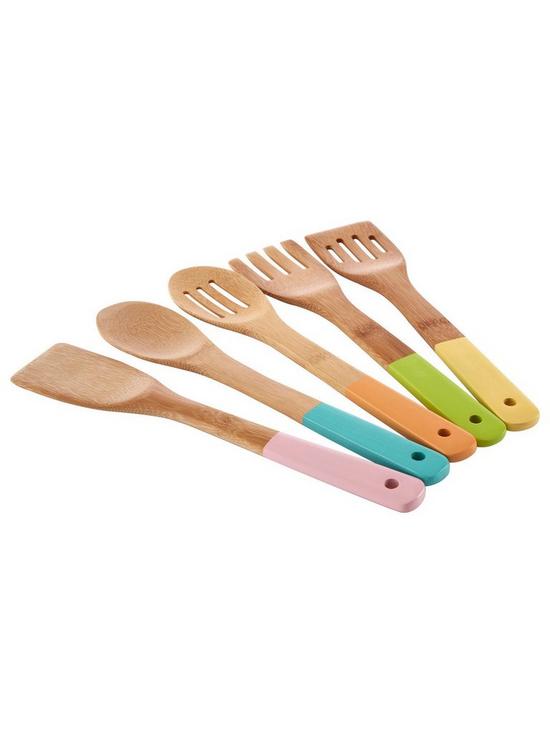 stillFront image of premier-housewares-5-piecenbsppastel-coloured-bamboo-utensil-set-multi