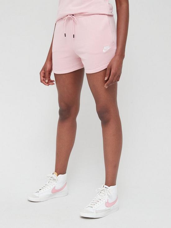 front image of nike-nswnbspessential-shorts-pink