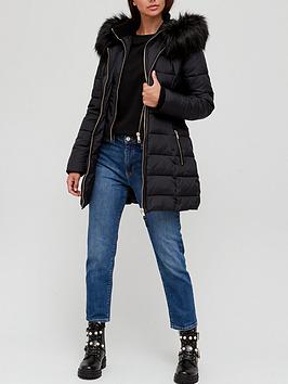 v-by-very-double-placket-waist-detail-padded-coat-black