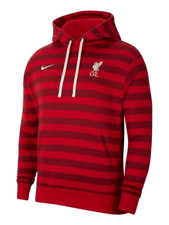 front image of nike-liverpool-fc-mens-2122-over-head-hoodie-red