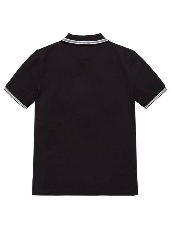 back image of boss-boys-short-sleeve-logo-polo-shirt-black