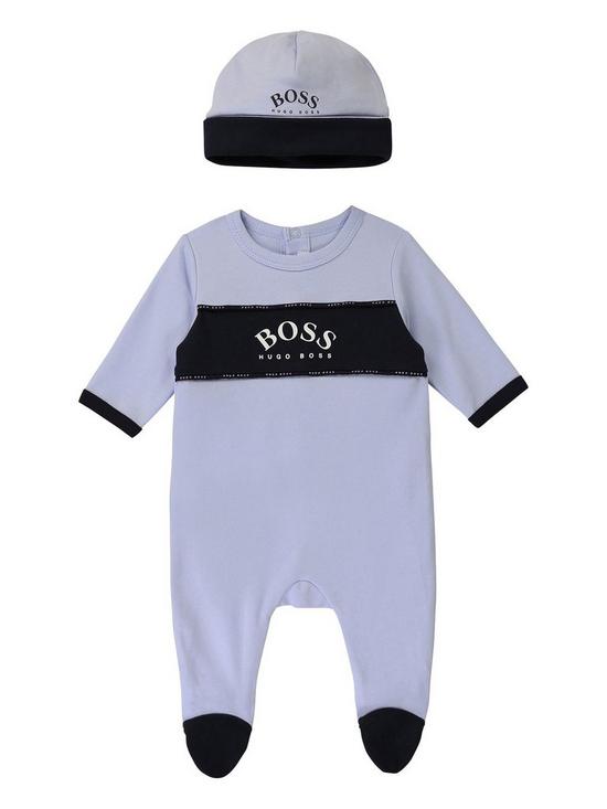 front image of boss-baby-boys-sleepsuit-amp-hat-set-pale-blue