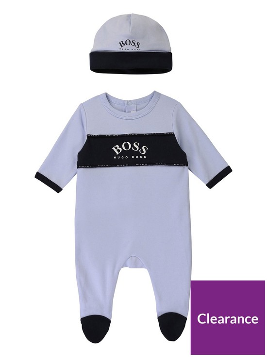 front image of boss-baby-boys-sleepsuit-amp-hat-set-pale-blue