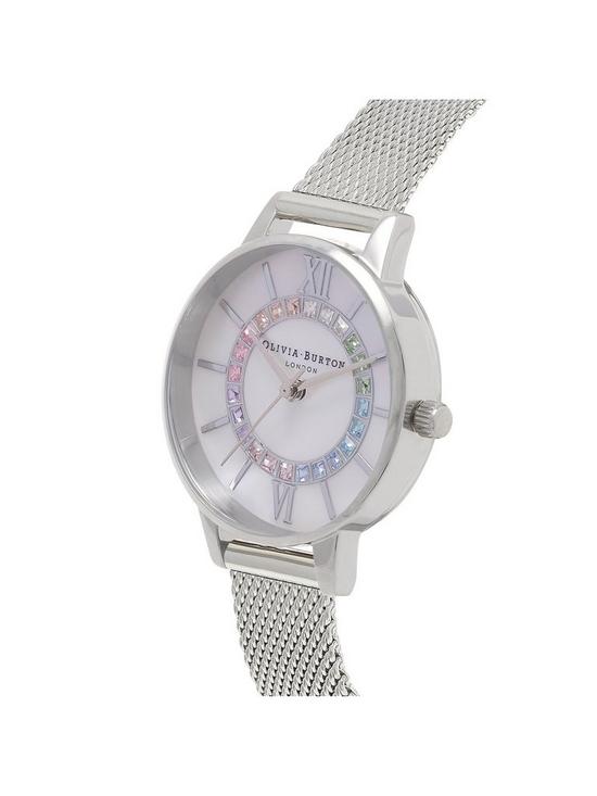 back image of olivia-burton-wonderland-rainbow-wonderland-midi-mop-dial-white-silver-watch