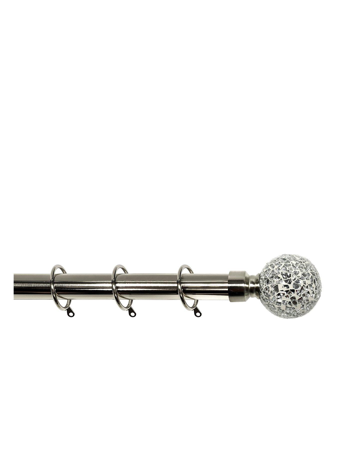 undefined Crackle Glass Finial 28mm Extendable Curtain Pole 180-340cm