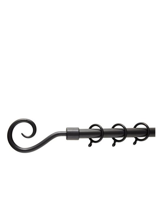 front image of everyday-crook-finial-extendable-curtain-pole-ndash-black