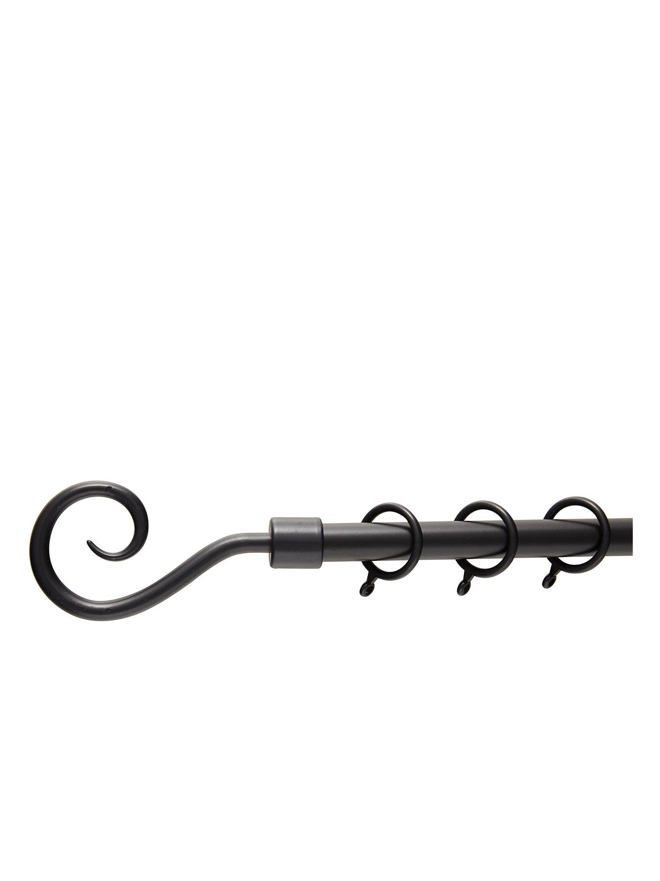 undefined Crook Finial Extendable Curtain Pole – Black
