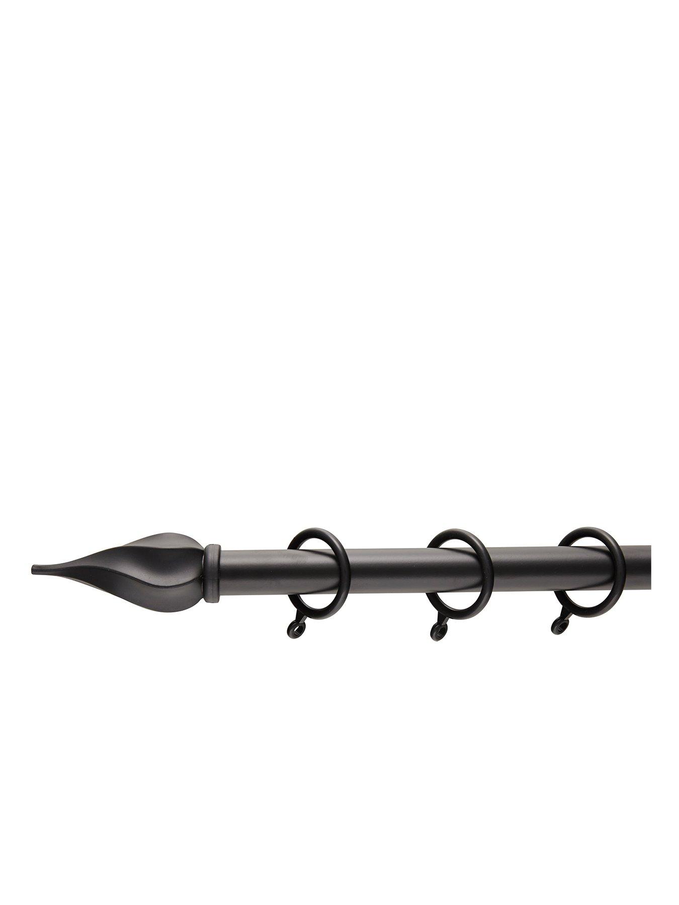 undefined Spiral Finial Extendable Curtain Pole – Black