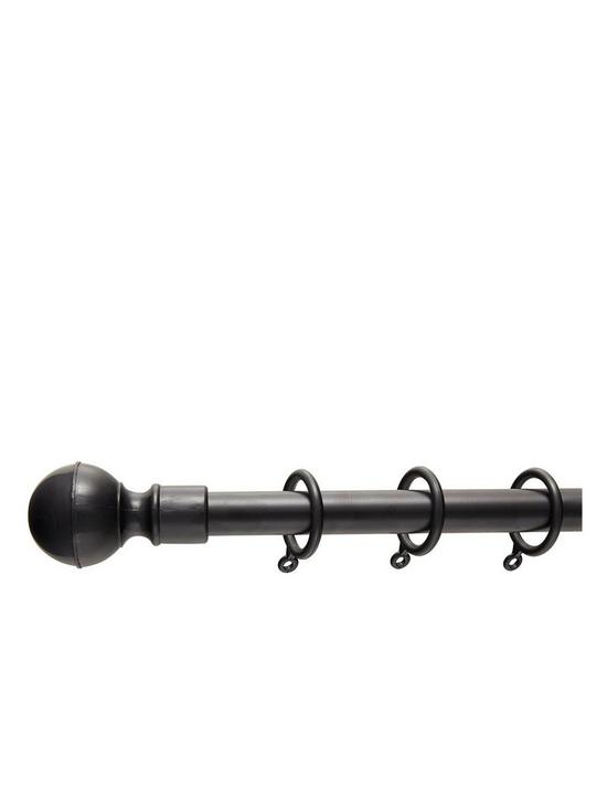 front image of everyday-ball-finial-extendable-curtain-pole-ndash-black
