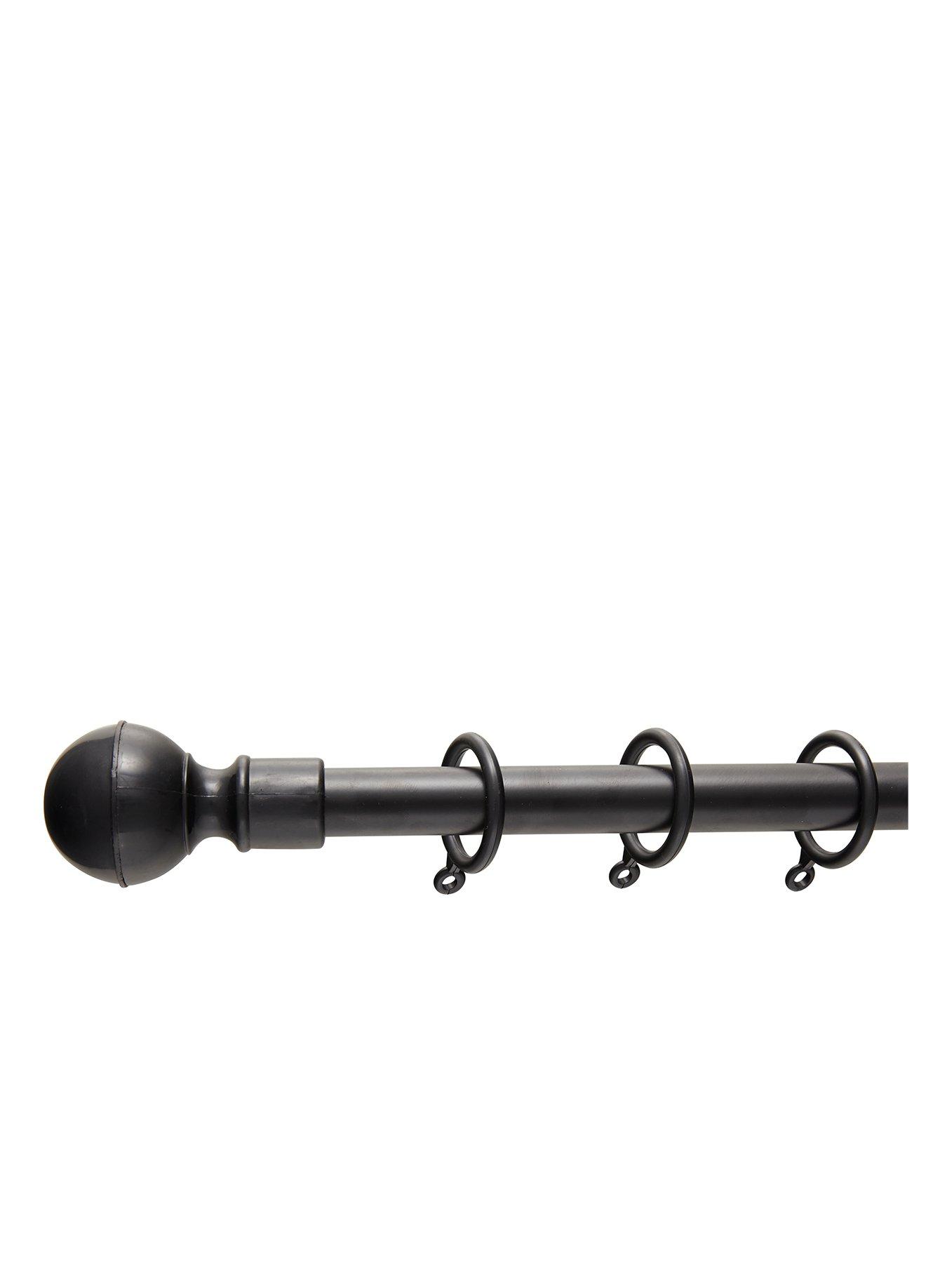 undefined Ball Finial Extendable Curtain Pole – Black