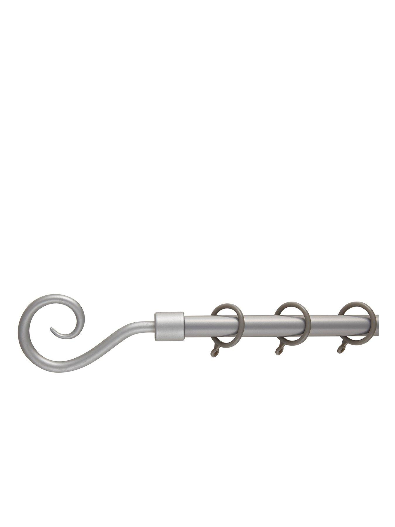 Image 1 of 1 of Very Home Crook Finial Extendable Curtain Pole &ndash; Satin Steel