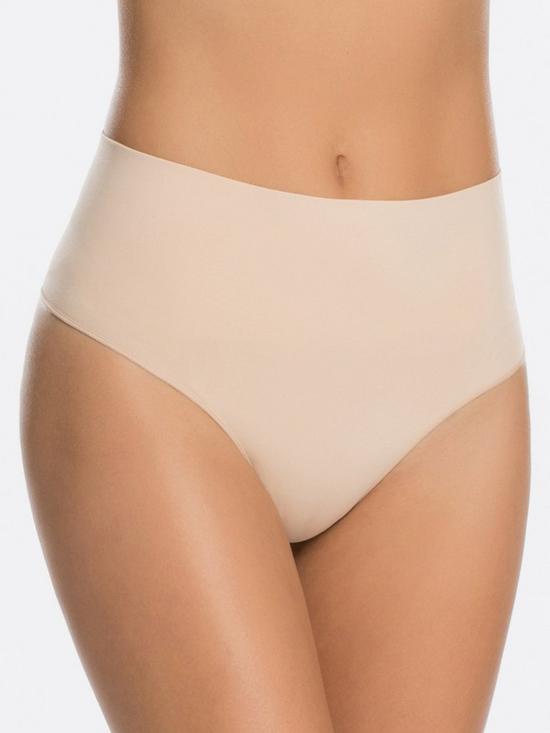 front image of spanx-everyday-shaping-medium-control-thong-nudenbsp