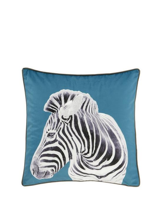 front image of catherine-lansfield-zebra-filled-cushion-55x55