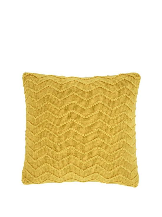 front image of catherine-lansfield-chevron-knit-filled-cushion-43x43