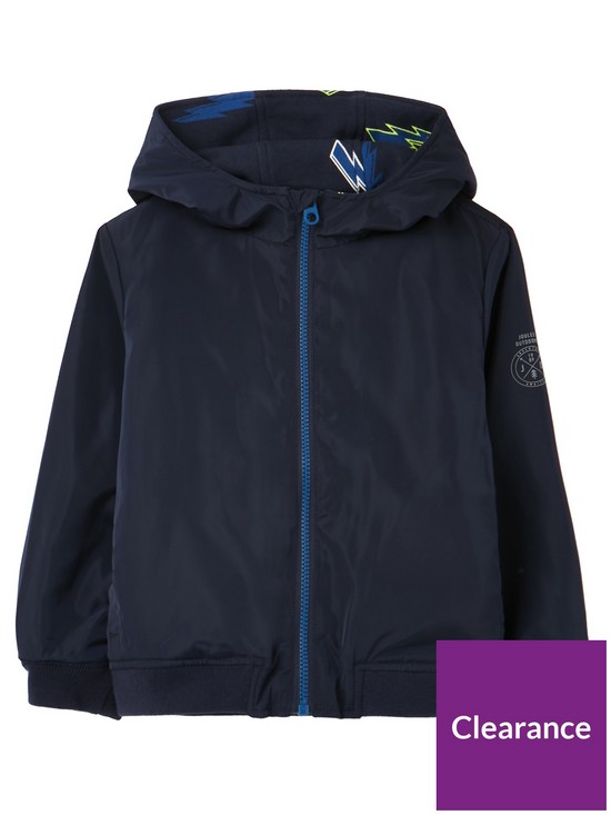 front image of joules-boys-dexter-reversible-printed-sweat-lightweight-jacket-navy