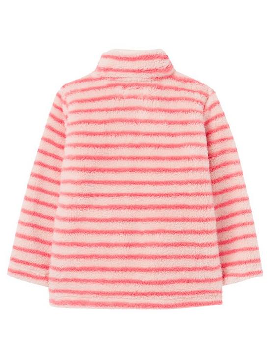 back image of joules-girls-merridie-stripe-half-zip-fleece-pink-stripe