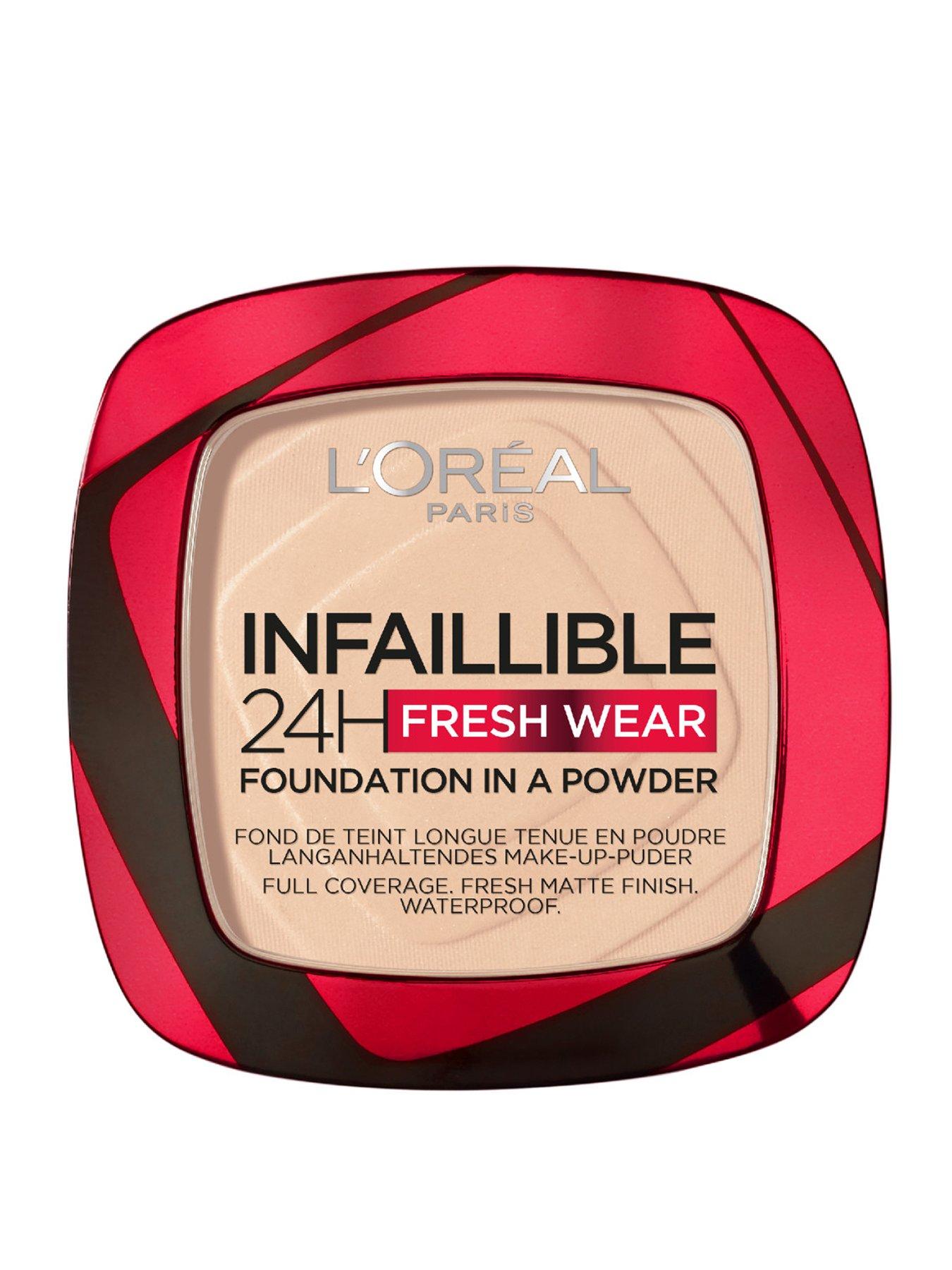 L'Oreal Paris Infallible 24H Fresh Wear Foundation in a Powder, longwear coverage, mattifying finish, available in 6 shades