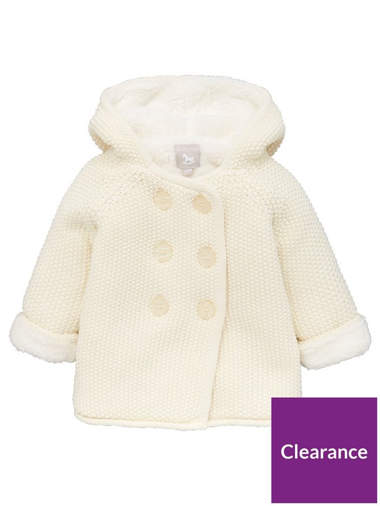 front image of the-little-tailor-unisex-baby-pram-coat-plush-lined-cream