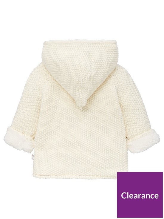 back image of the-little-tailor-unisex-baby-pram-coat-plush-lined-cream