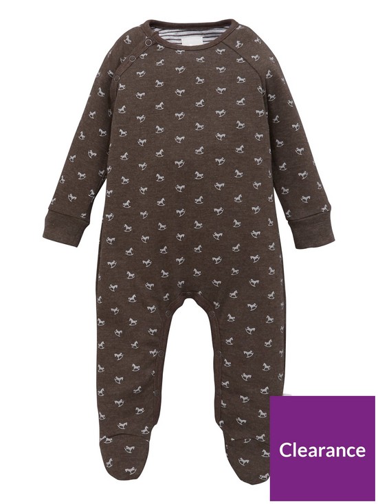 front image of the-little-tailor-unisex-baby-super-soft-jersey-sleepsuit-charcoal