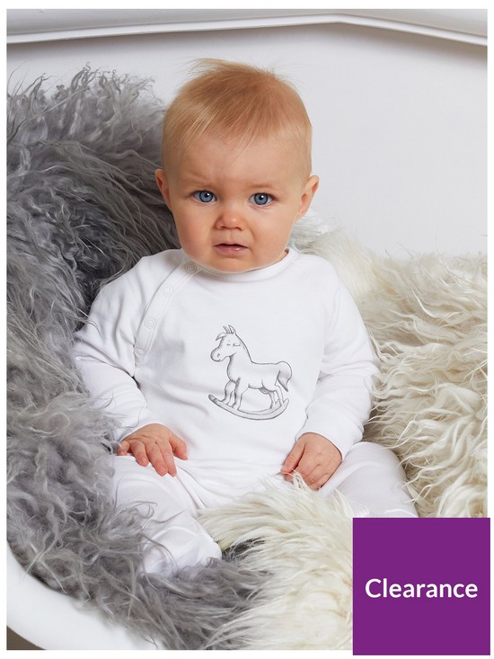 front image of the-little-tailor-unisex-baby-super-soft-jersey-chest-print-sleepsuit-white