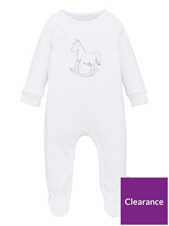 stillFront image of the-little-tailor-unisex-baby-super-soft-jersey-chest-print-sleepsuit-white