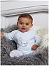  image of the-little-tailor-baby-boys-super-soft-jersey-stripe-chest-print-sleepsuit-blue