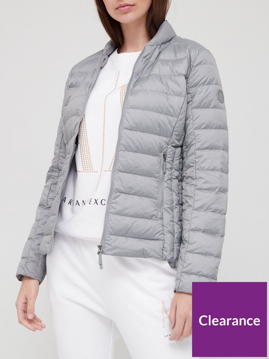 front image of armani-exchange-lightweight-padded-jacket-grey