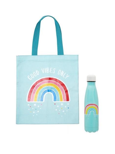 sass-belle-chasing-rainbows-stainless-steel-water-bottle-and-tote-bag-bundle