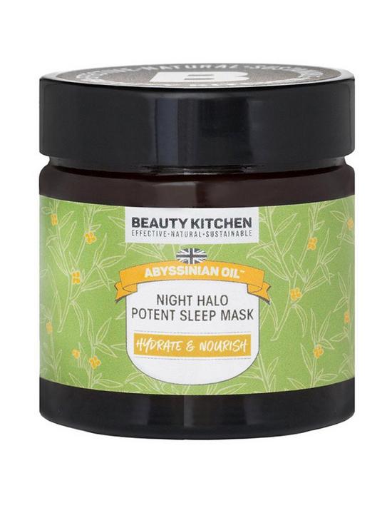 front image of beauty-kitchen-abyssinian-oil-night-halo-potent-sleep-mask-60ml
