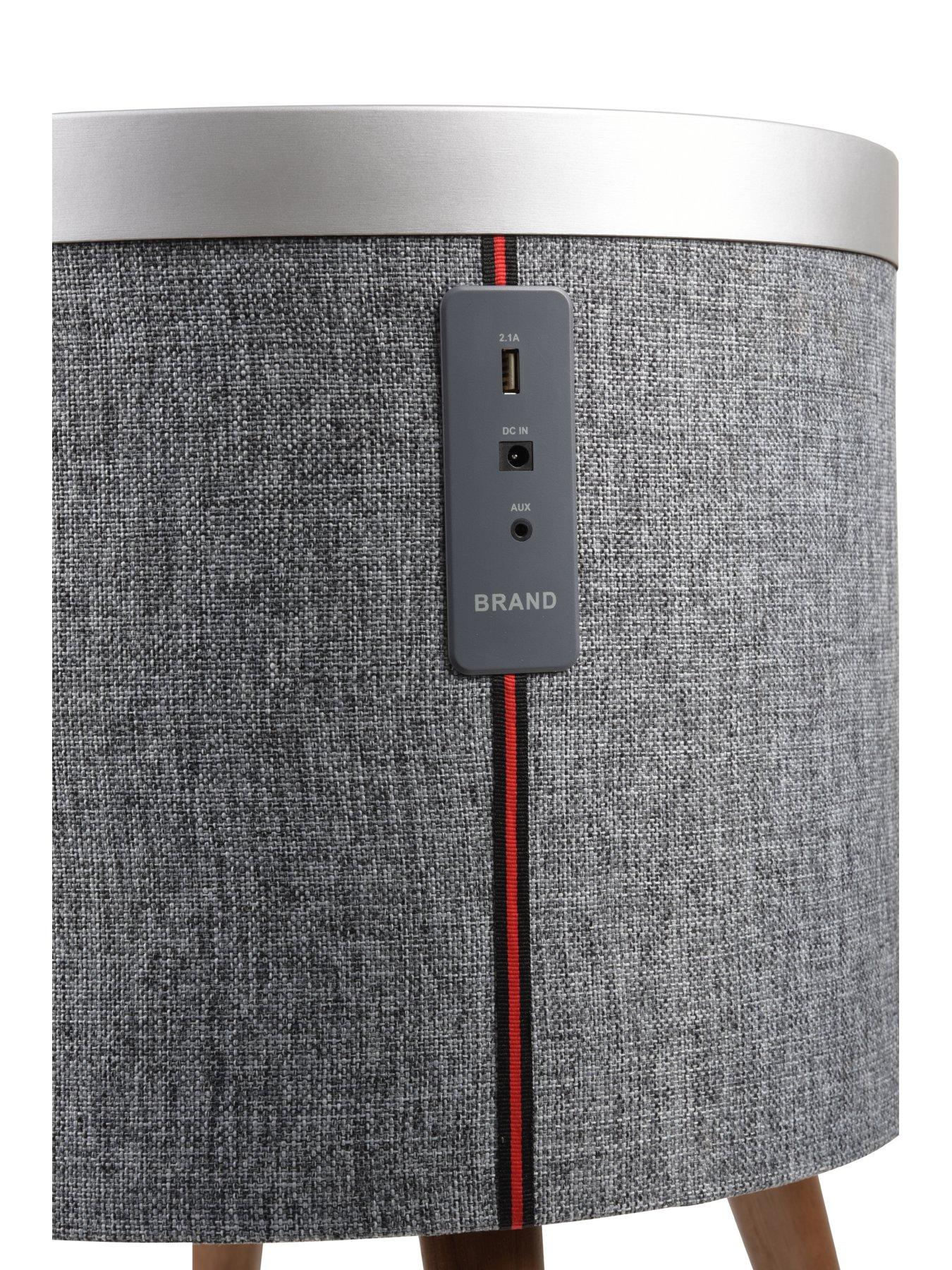  image of koble-zain-side-table-with-wireless-charging-and-bluetooth-speakers-walnut-effectgrey