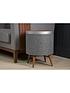  image of koble-zain-side-table-with-wireless-charging-and-bluetooth-speakers-walnut-effectgrey