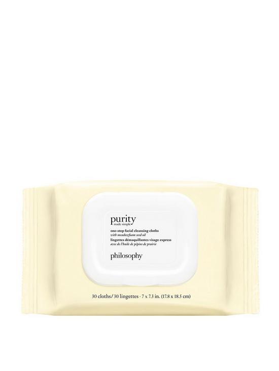 front image of philosophy-purity-cleansing-3-in-1-biodegradable-wipes-x30