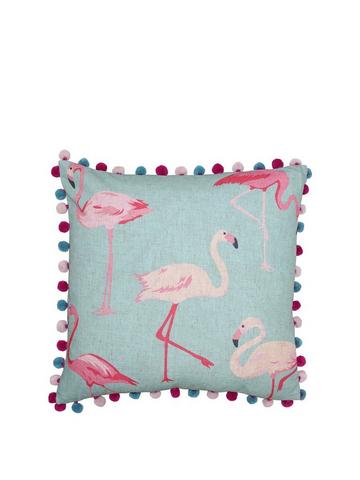 Catherine Lansfield Flamingo Cushion Cover Grey 43 x 43cm